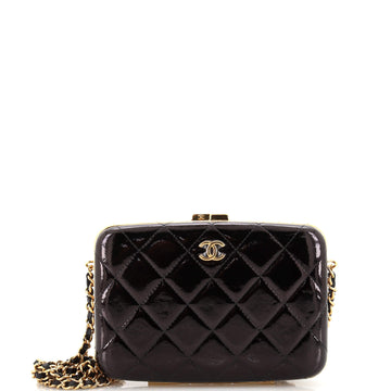 Chanel Framed Box Clutch with Chain Quilted Patent Small