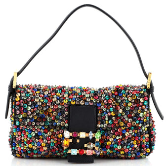 Fendi Baguette Bag Bead and Crystal Embellished Satin