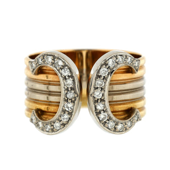 Cartier C de Cartier Ring 18K Tricolor Gold with Diamonds 10mm