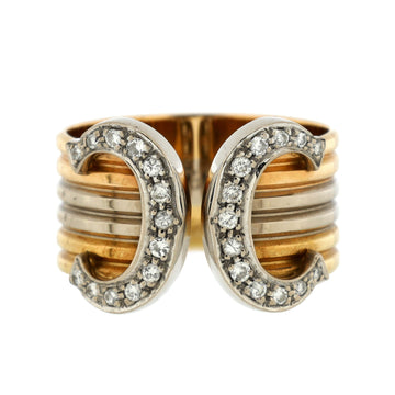 Cartier C de Cartier Ring 18K Tricolor Gold with Diamonds 10mm