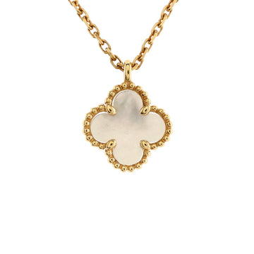 Sweet Alhambra Pendant Necklace 18K Yellow Gold and Mother of Pearl