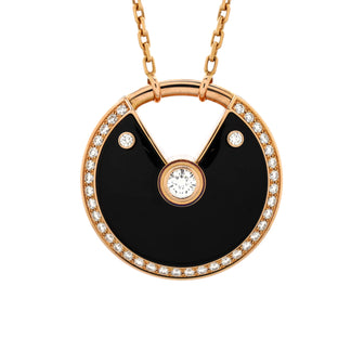 Cartier Amulette de Cartier Pendant Necklace 18K Rose Gold with Onyx and Diamonds Medium