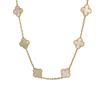 Van Cleef & Arpels Vintage Alhambra 10 Motifs Necklace 18K Yellow Gold and Mother of Pearl