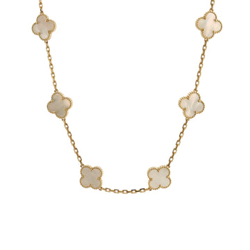 Van Cleef & Arpels Vintage Alhambra 10 Motifs Necklace 18K Yellow Gold and Mother of Pearl