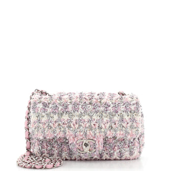 Chanel Classic Single Flap Bag Quilted Tweed and Ribbon Mini