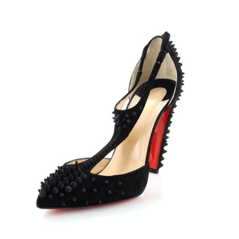 Christian Louboutin Goldostrap Spike T-Strap Pumps Spiked Suede