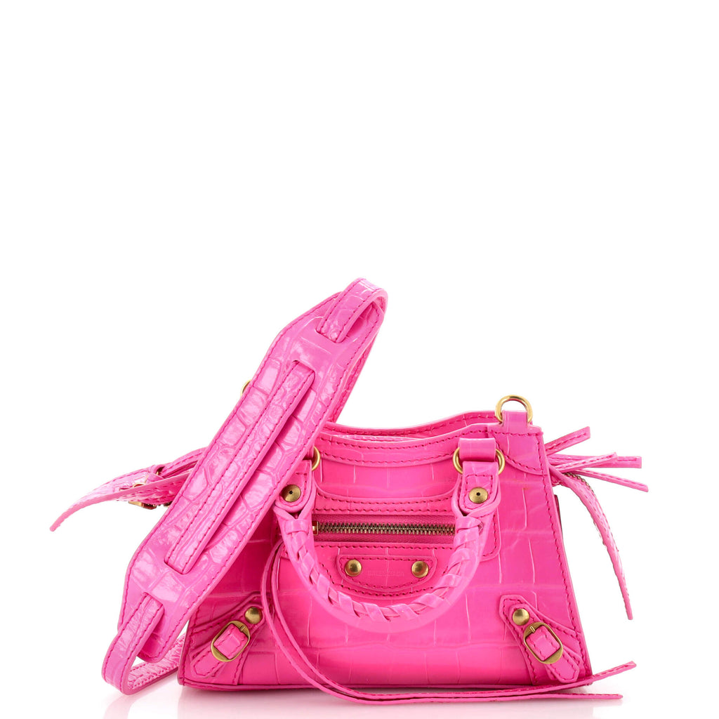 Balenciaga Neo Classic City Bag Crocodile Embossed Leather Nano