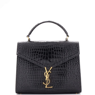 Saint Laurent Cassandra Top Handle Bag Crocodile Embossed Leather Medium