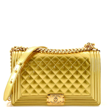 Chanel Boy Flap Bag Quilted Patent New Medium