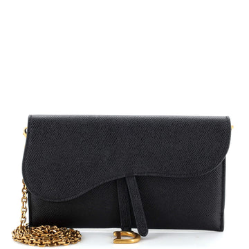 Christian Dior Saddle Chain Wallet Leather