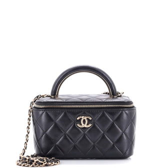 Chanel Charming Handle Vanity Case with Chain Quilted Lambskin Small