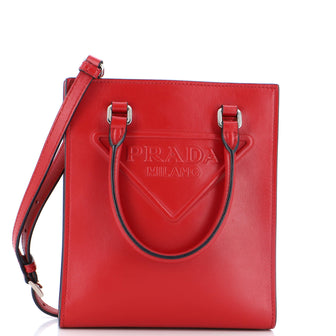 Prada Logo Drill Tote Leather Mini