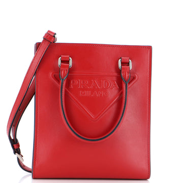 Prada Logo Drill Tote Leather Mini