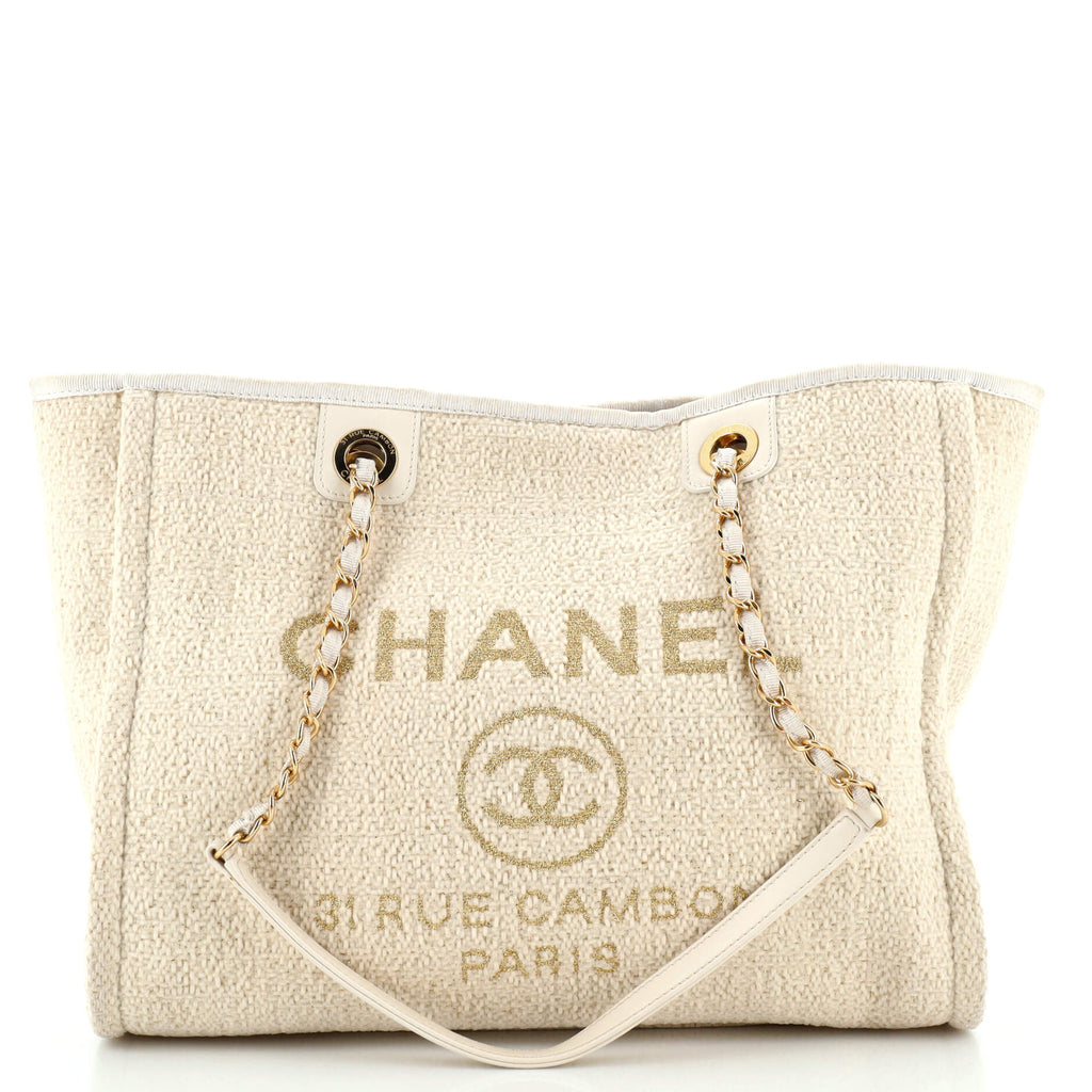 Chanel Deauville Tote Boucle Small Gold 258411151