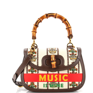 Gucci Bamboo 1947 Top Handle Bag Limited Edition 100 Centennial Printed Canvas Medium
