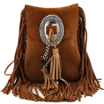 Saint Laurent Anita Flat Fringe Crossbody Bag Suede