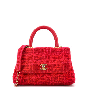 Chanel Coco Top Handle Bag Quilted Tweed Mini