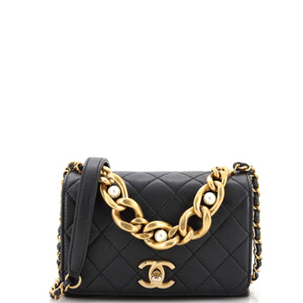 Chanel Pearl Boy Chain Flap Bag Quilted Calfskin Mini