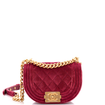 Chanel Boy Curved Messenger Bag Quilted Velvet Mini