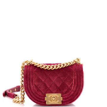 Chanel Boy Curved Messenger Bag Quilted Velvet Mini