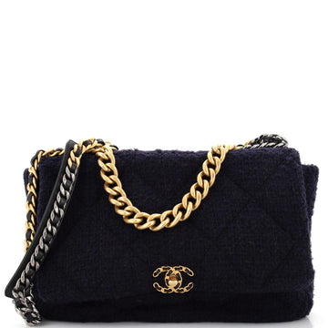 Chanel 19 Flap Bag Quilted Tweed Maxi