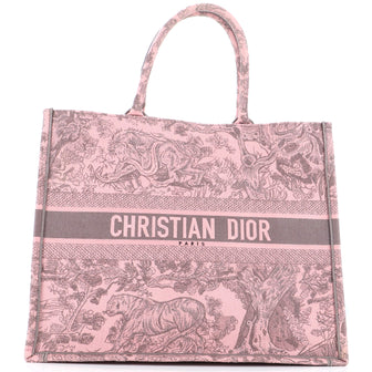 Christian Dior Book Tote Embroidered Canvas Large