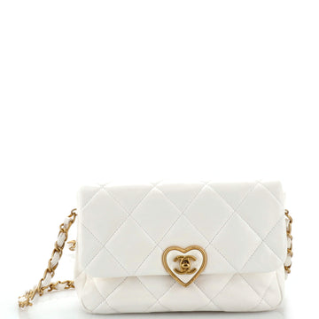 Chanel Coco Love CC Heart Flap Bag Quilted Lambskin Small