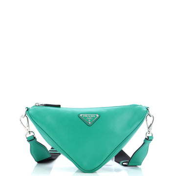 Prada Triangle Logo Zip Crossbody Bag Soft Leather Small