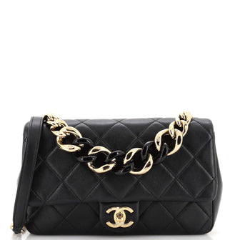 Chanel Resin Elegant Chain Flap Bag Quilted Lambskin Small