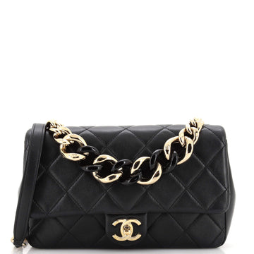 Chanel Resin Elegant Chain Flap Bag Quilted Lambskin Small
