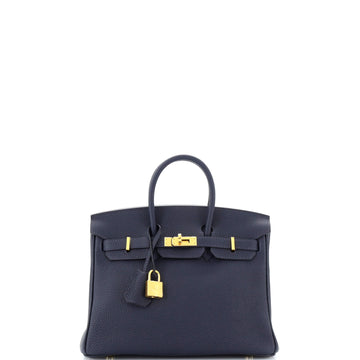 Hermes Birkin Handbag Blue Togo with Gold Hardware 25