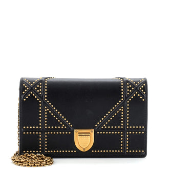 Christian Dior Diorama Wallet on Chain Cannage Studded Denim