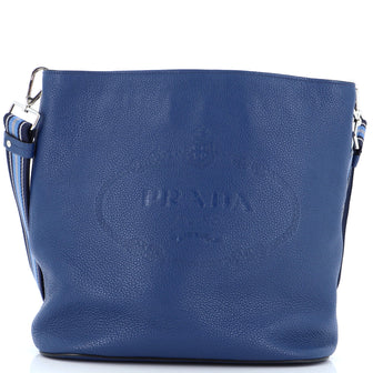 Prada Logo Bucket Messenger Bag Vitello Phenix Medium