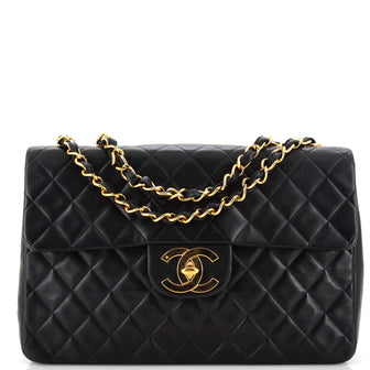 Chanel Vintage Classic Single Flap Bag Quilted Lambskin Maxi