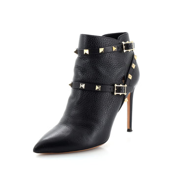 Valentino Garavani Women's Rockstud Harness Heeled Ankle Boots Leather