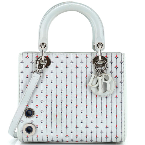 Christian Dior Lady Dior Bag Embroidered Calfskin Medium Blue 25858228