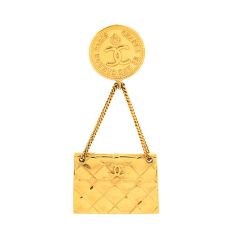 Chanel Vintage Medallion Flap Bag Brooch Metal