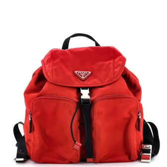 Prada Double Front Pocket Backpack Tessuto Small