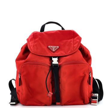 Prada Double Front Pocket Backpack Tessuto Small