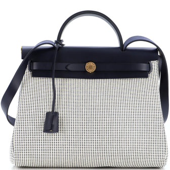 Hermes Herbag Zip Criss Viking Toile and Leather 31