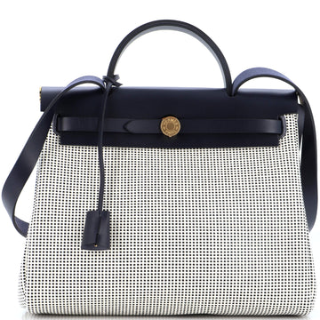 Hermes Herbag Zip Criss Viking Toile and Leather 31