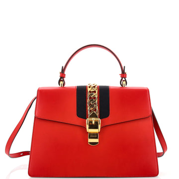 Gucci Sylvie Top Handle Bag Leather Medium