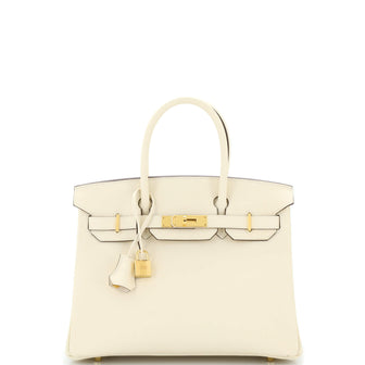Hermes Birkin Handbag Light Epsom with Gold Hardware 30