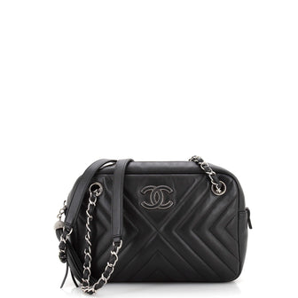 Chanel CC Tassel Camera Bag Diagonal Chevron Calfskin Small