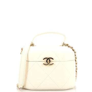 Chanel Octagon Top Handle Vanity Case Quilted Lambskin Small