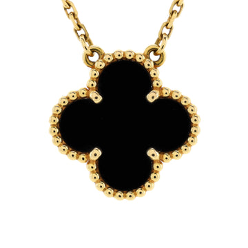 Van Cleef & Arpels Vintage Alhambra Pendant Necklace 18K Yellow Gold and Onyx