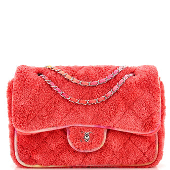 Chanel Classic Single Flap Bag Quilted Terry Cloth and Ribbon Jumbo