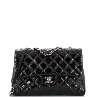 Chanel Double Compartment Flap Bag Quilted Patent Large