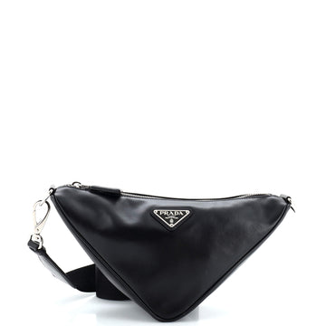 Prada Triangle Logo Zip Crossbody Bag Soft Leather Small