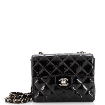Chanel Vintage Square Classic Single Flap Bag Quilted Patent Mini